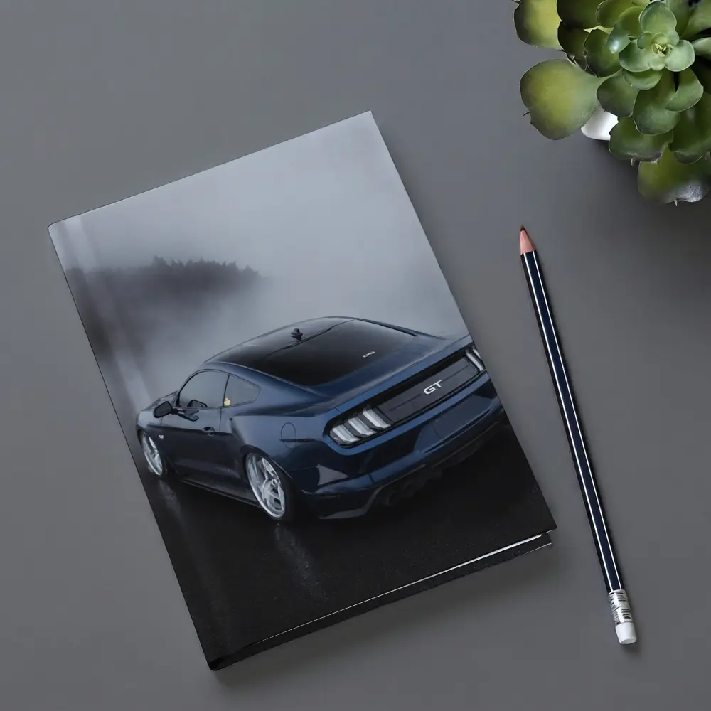 Ford Mustang GT Dark Blue Foggy Scene – Notebooks