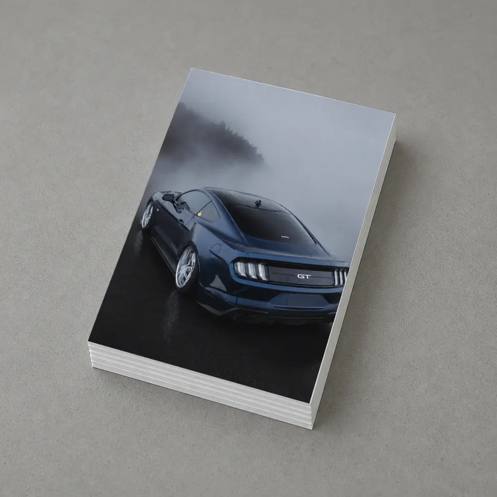 Ford Mustang GT Dark Blue Foggy Scene – Postcards