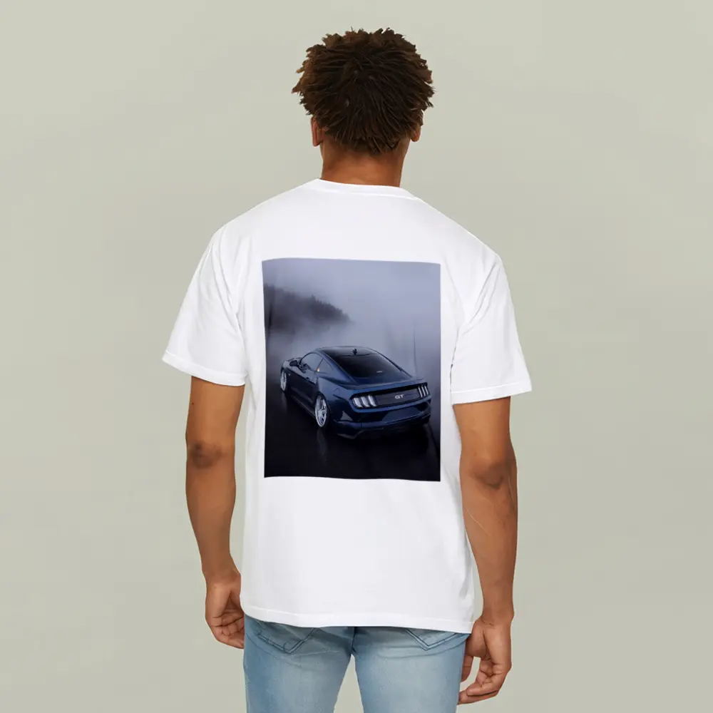 Ford Mustang GT Dark Blue Foggy Scene – T-Shirts