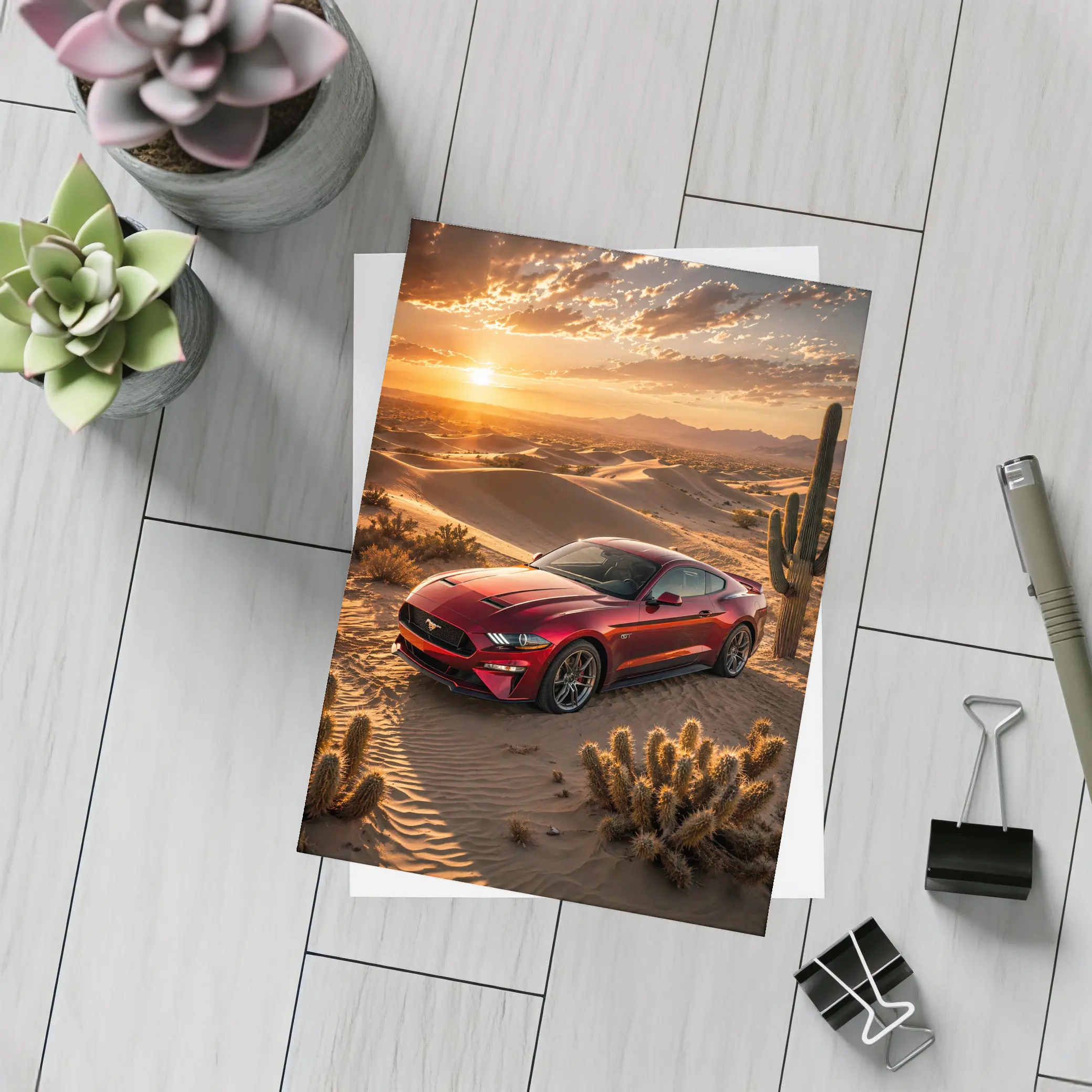 Ford Mustang GT Red Desert Sunset – Postcards