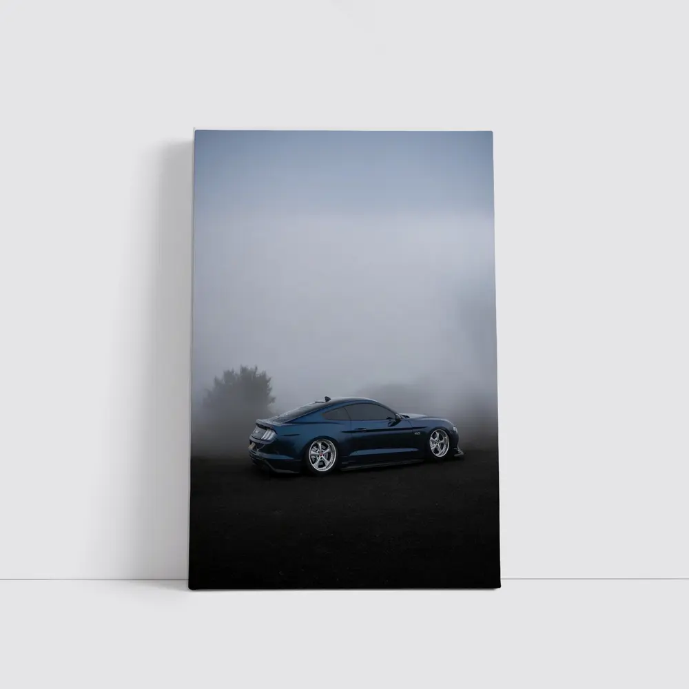 Ford Mustang GT Blue Foggy Dark Scene – Wall Art