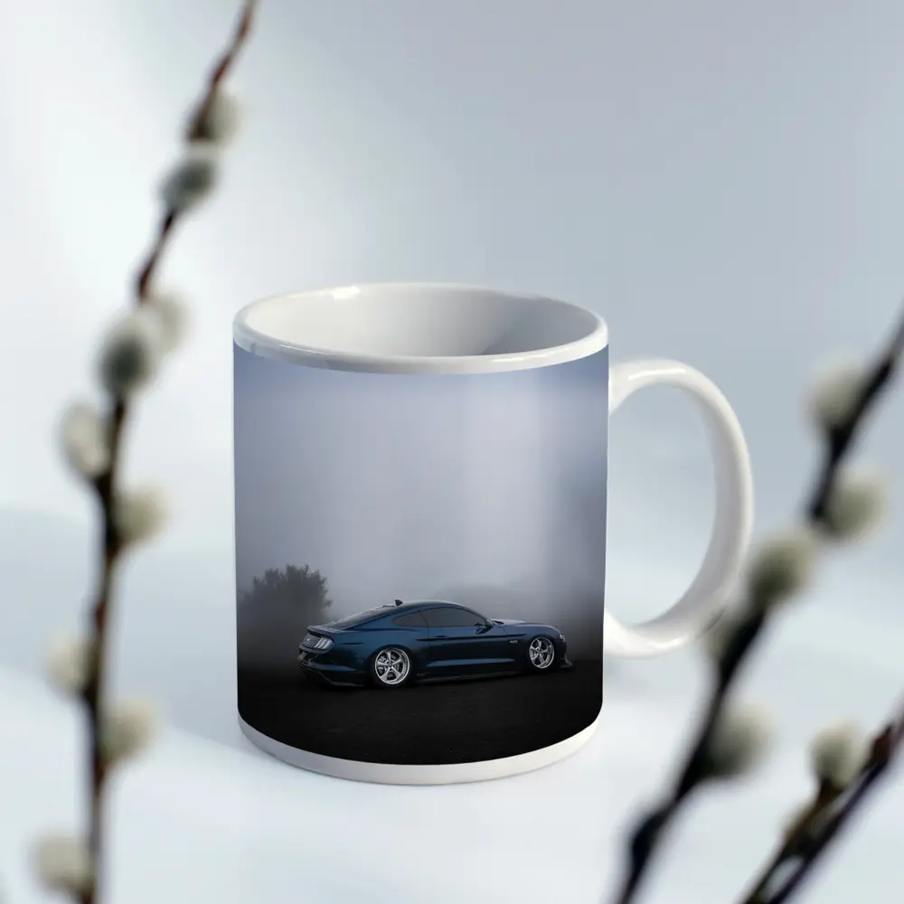 Ford Mustang GT Blue Foggy Dark Scene – Mugs