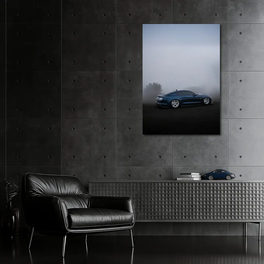 Ford Mustang GT Blue Foggy Dark Scene – Wall Art