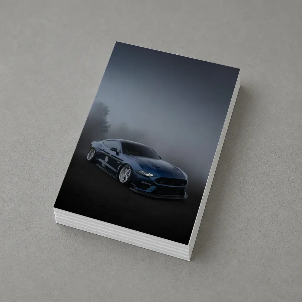 Ford Mustang GT Blue Stance Foggy Background – Postcards