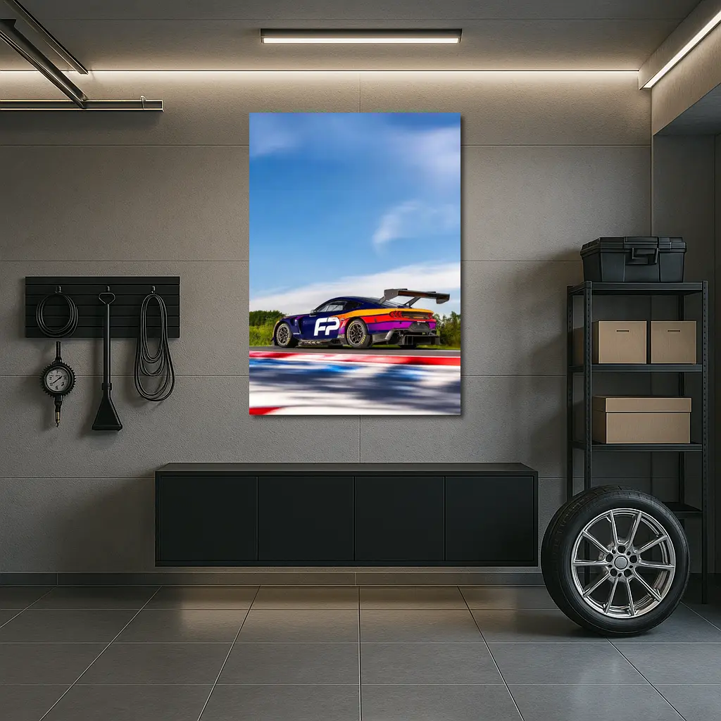 Ford Mustang GT3 Racing on Track – Wall Art