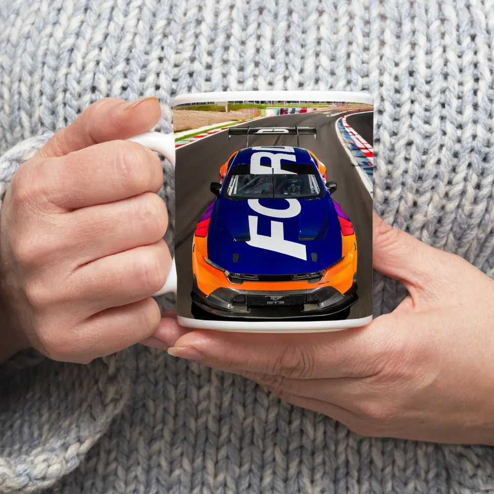 Ford Mustang GT3 Race Car On Track – Mugs