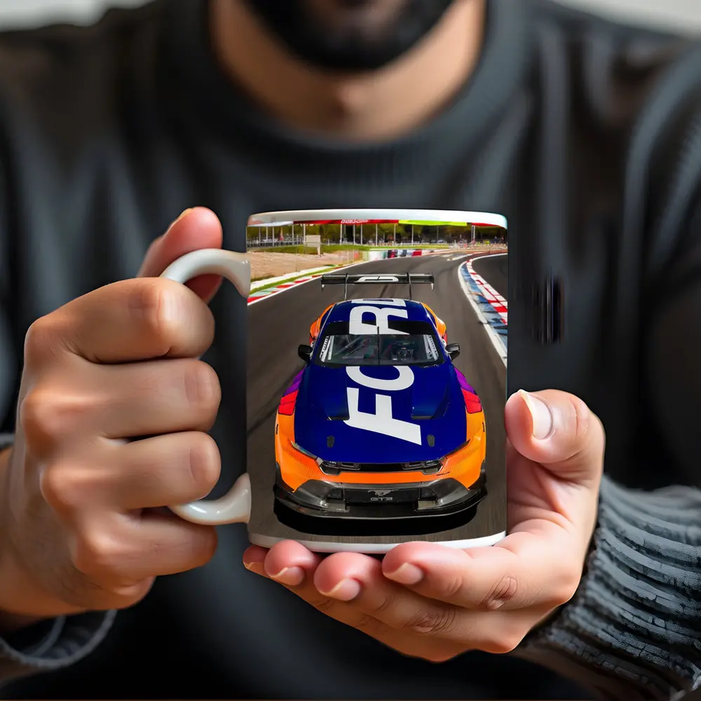 Ford Mustang GT3 Race Car On Track – Mugs