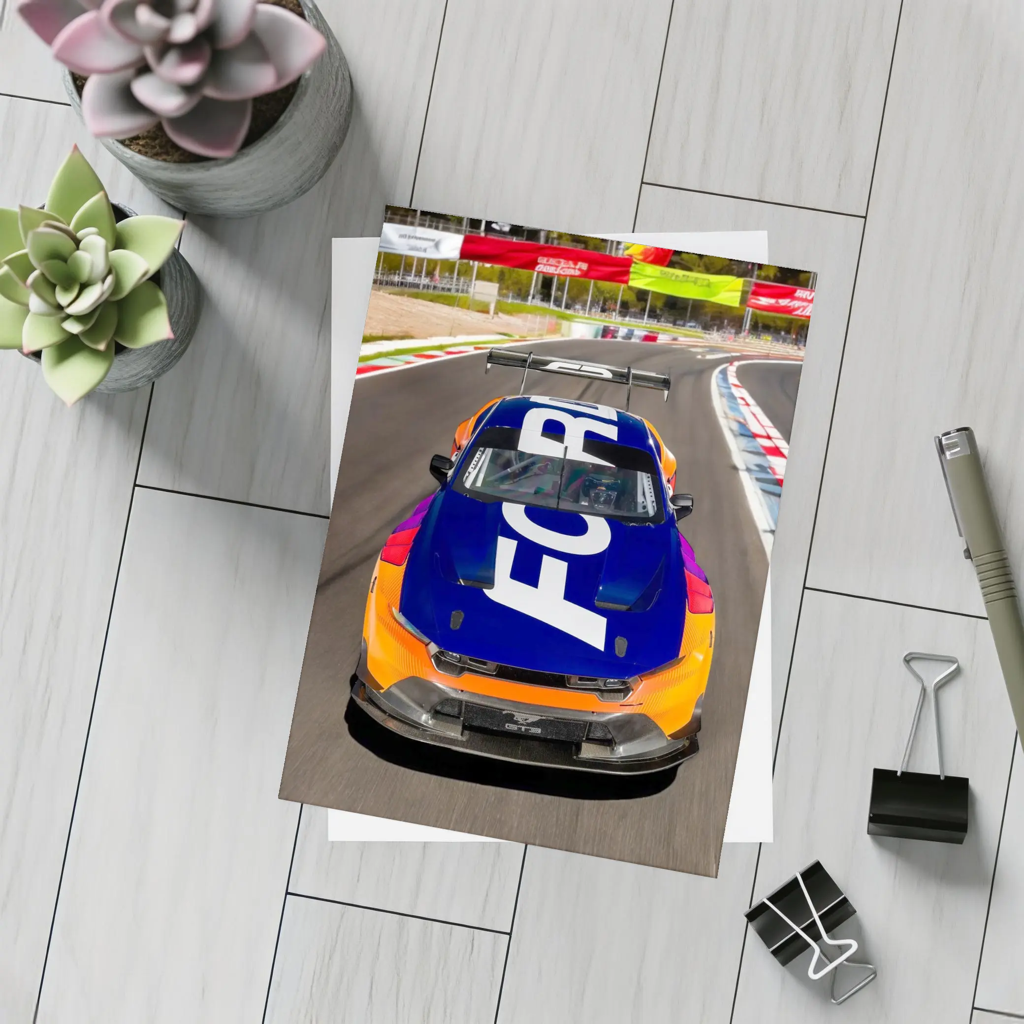 Ford Mustang GT3 Race Car On Track – Postcards