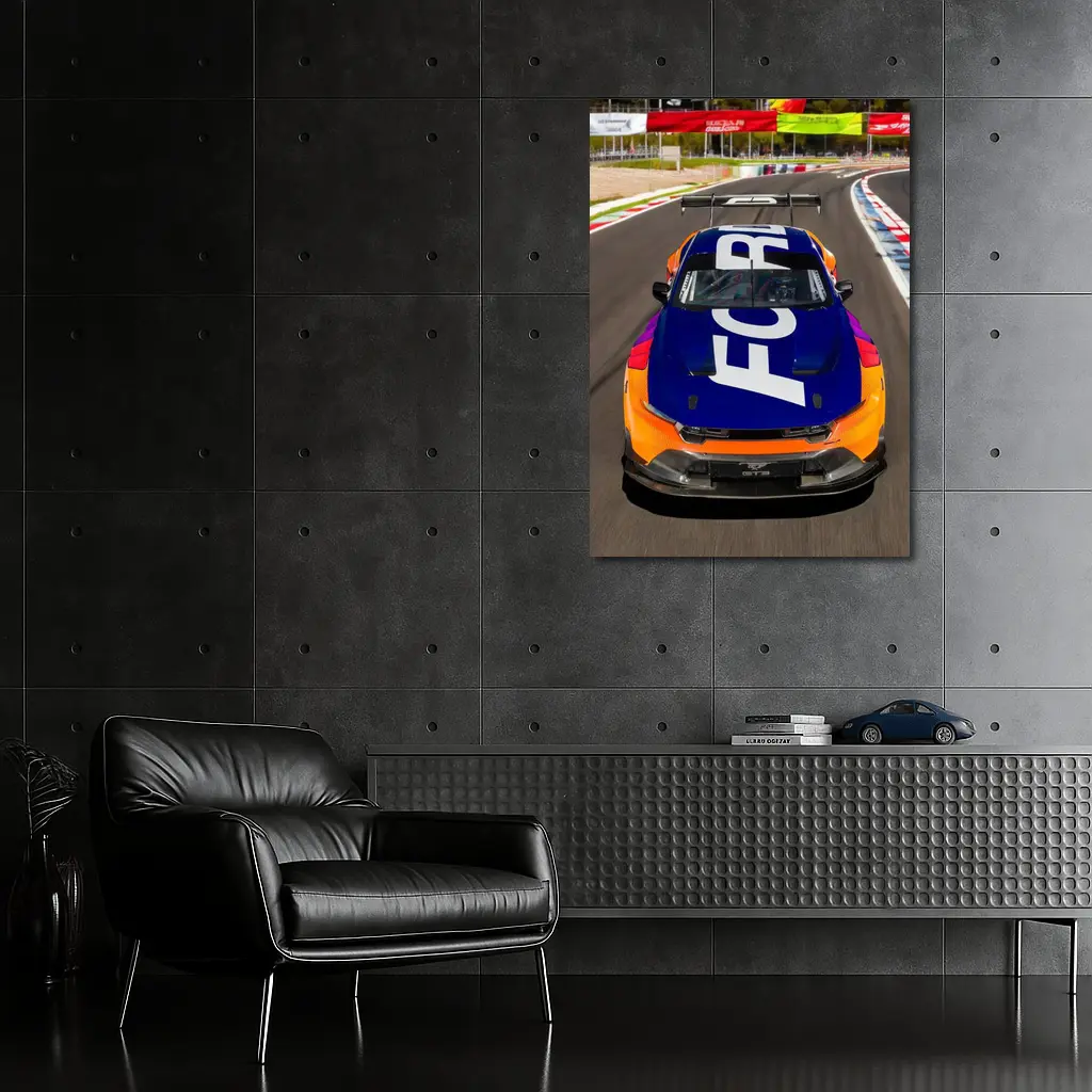 Ford Mustang GT3 Race Car On Track – Wall Art