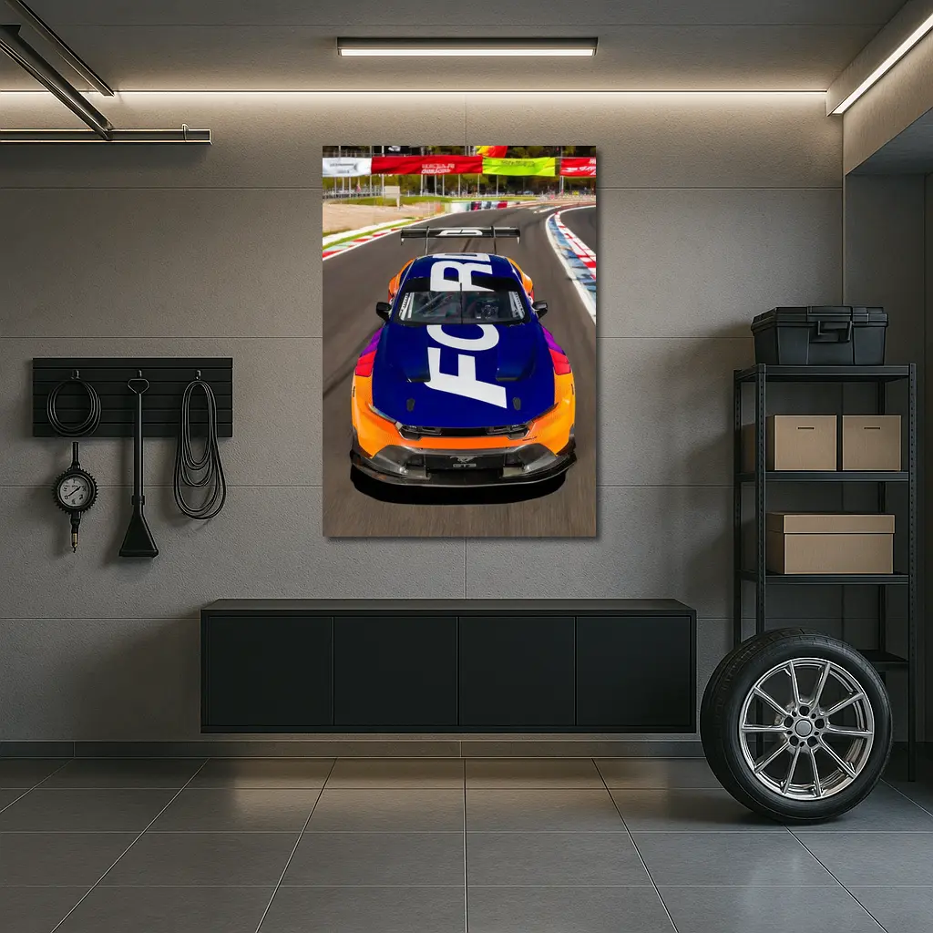Ford Mustang GT3 Race Car On Track – Wall Art