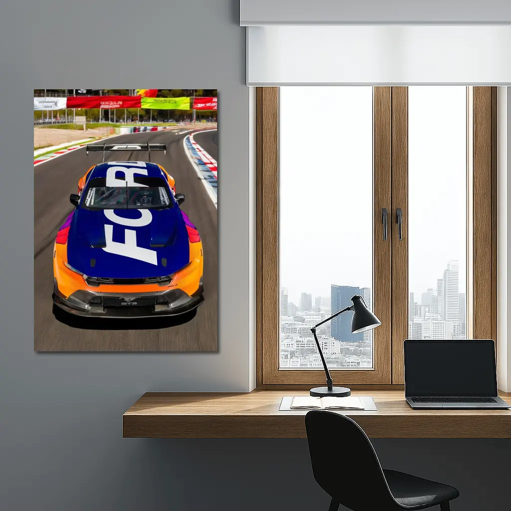 Ford Mustang GT3 Race Car On Track – Wall Art
