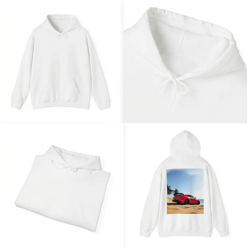Red Ford Mustang GT500 on Sandy Beach – Hoodies