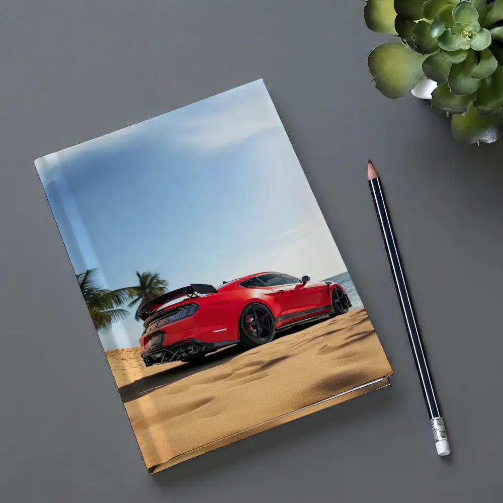 Red Ford Mustang GT500 on Sandy Beach – Notebooks