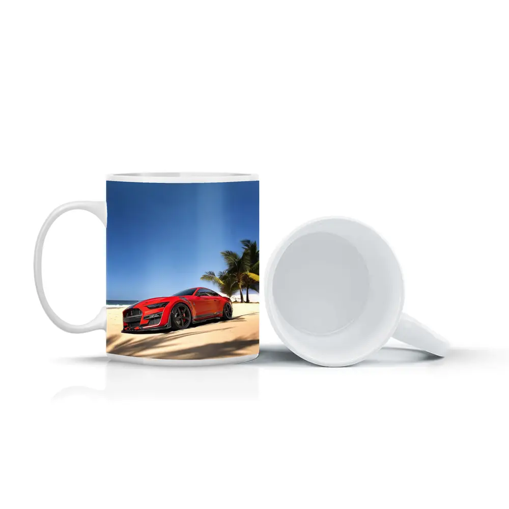 Ford Mustang GT500 Red on Beach – Mugs