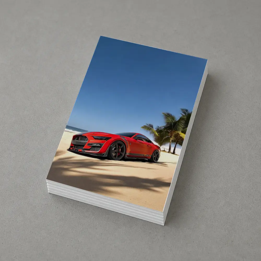 Ford Mustang GT500 Red on Beach – Postcards