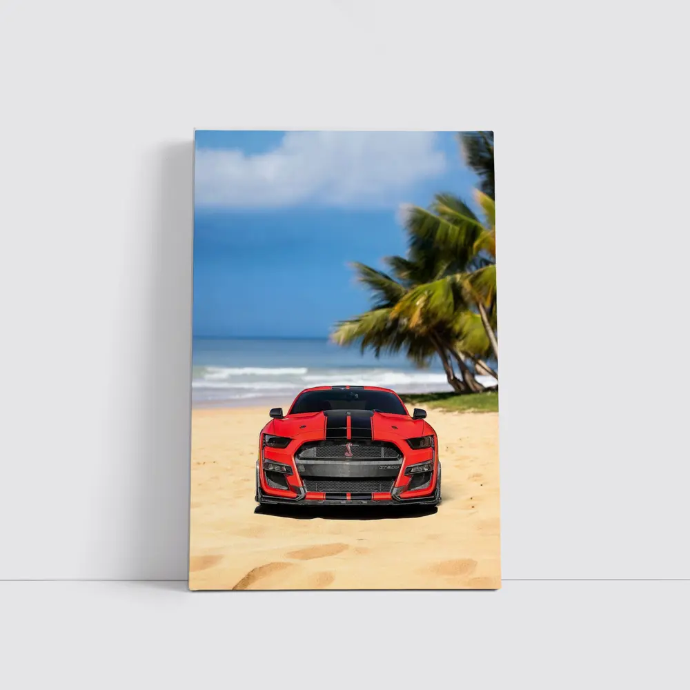 Ford Mustang GT500 Red On Beach – Wall Art