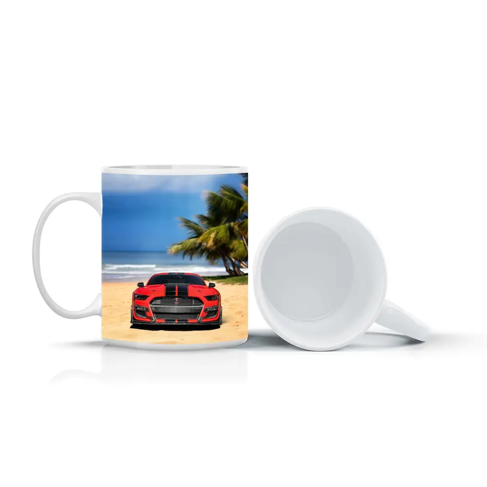 Ford Mustang GT500 Red On Beach – Mugs