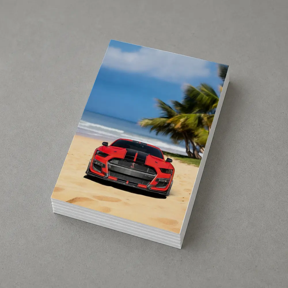 Ford Mustang GT500 Red On Beach – Postcards