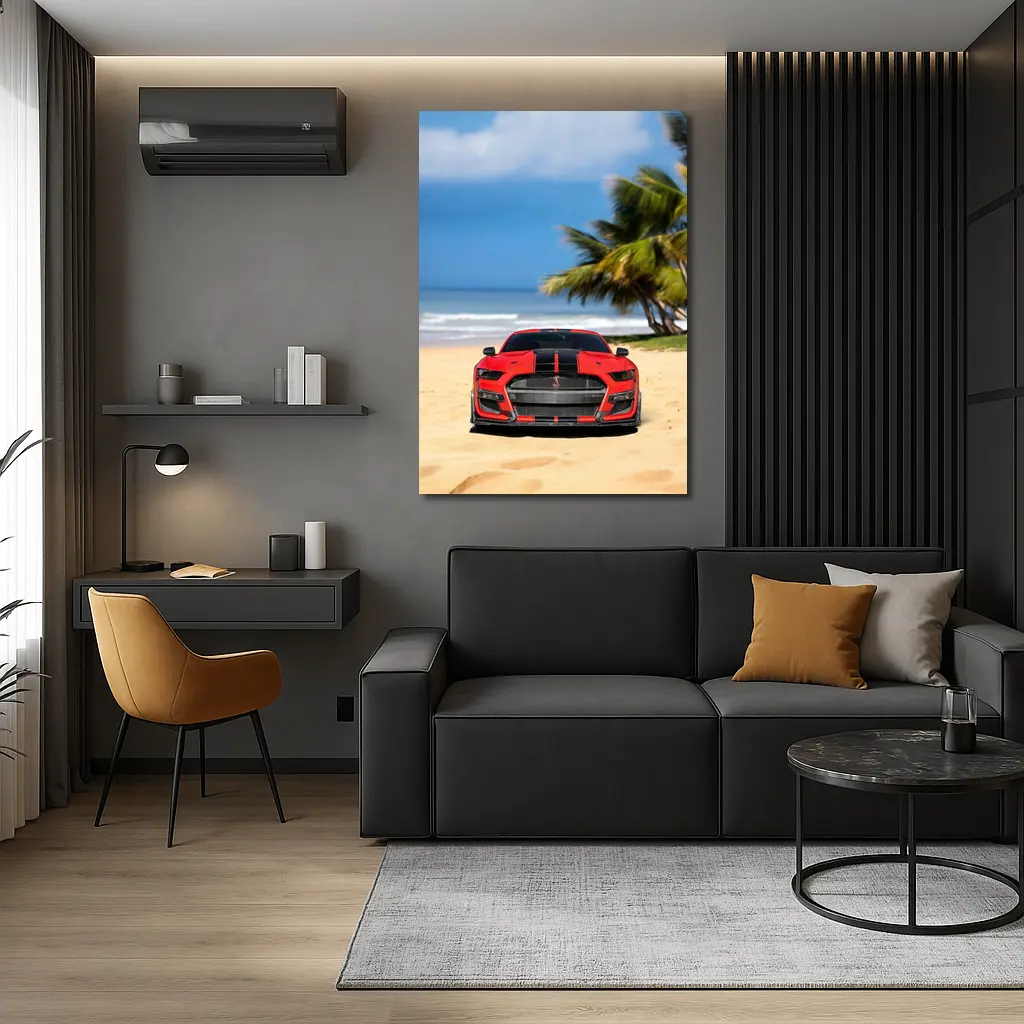 Ford Mustang GT500 Red On Beach – Wall Art