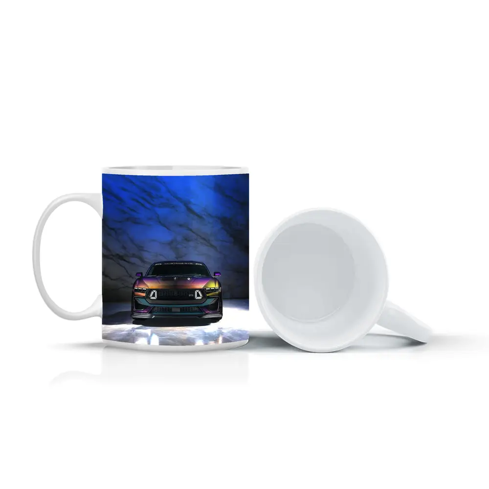 Ford Mustang RTR Multicolor Front Marble Background – Mugs