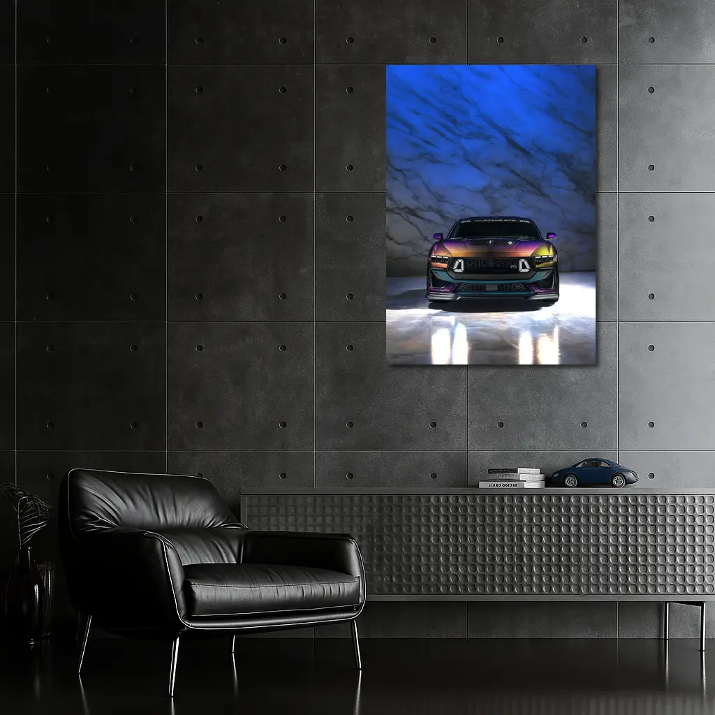 Ford Mustang RTR Multicolor Front Marble Background – Wall Art