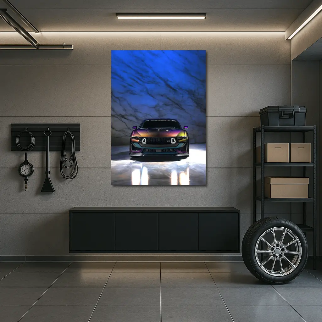Ford Mustang RTR Multicolor Front Marble Background – Wall Art