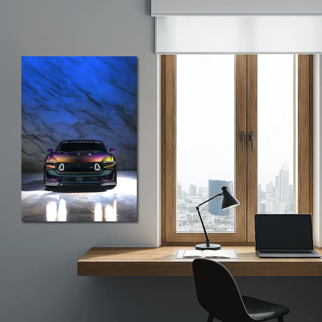 Ford Mustang RTR Multicolor Front Marble Background – Wall Art