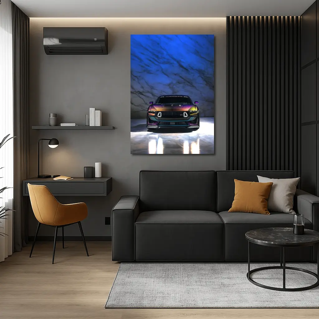 Ford Mustang RTR Multicolor Front Marble Background – Wall Art