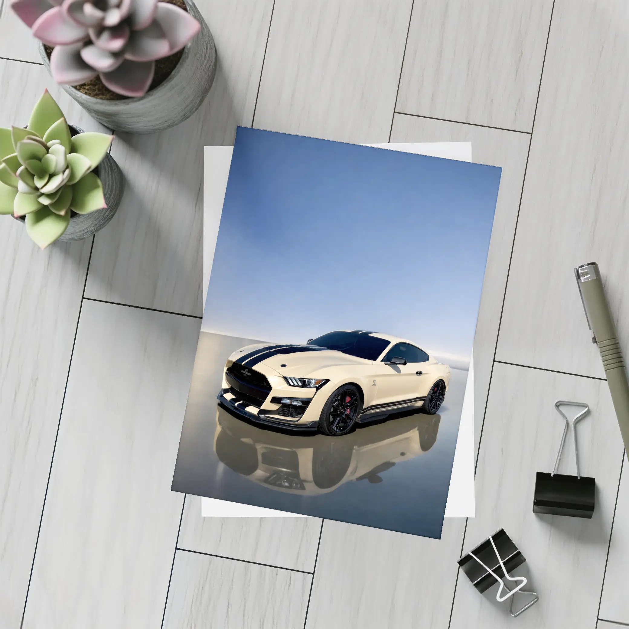 Ford Mustang Shelby GT500 White Racing Stripes – Postcards