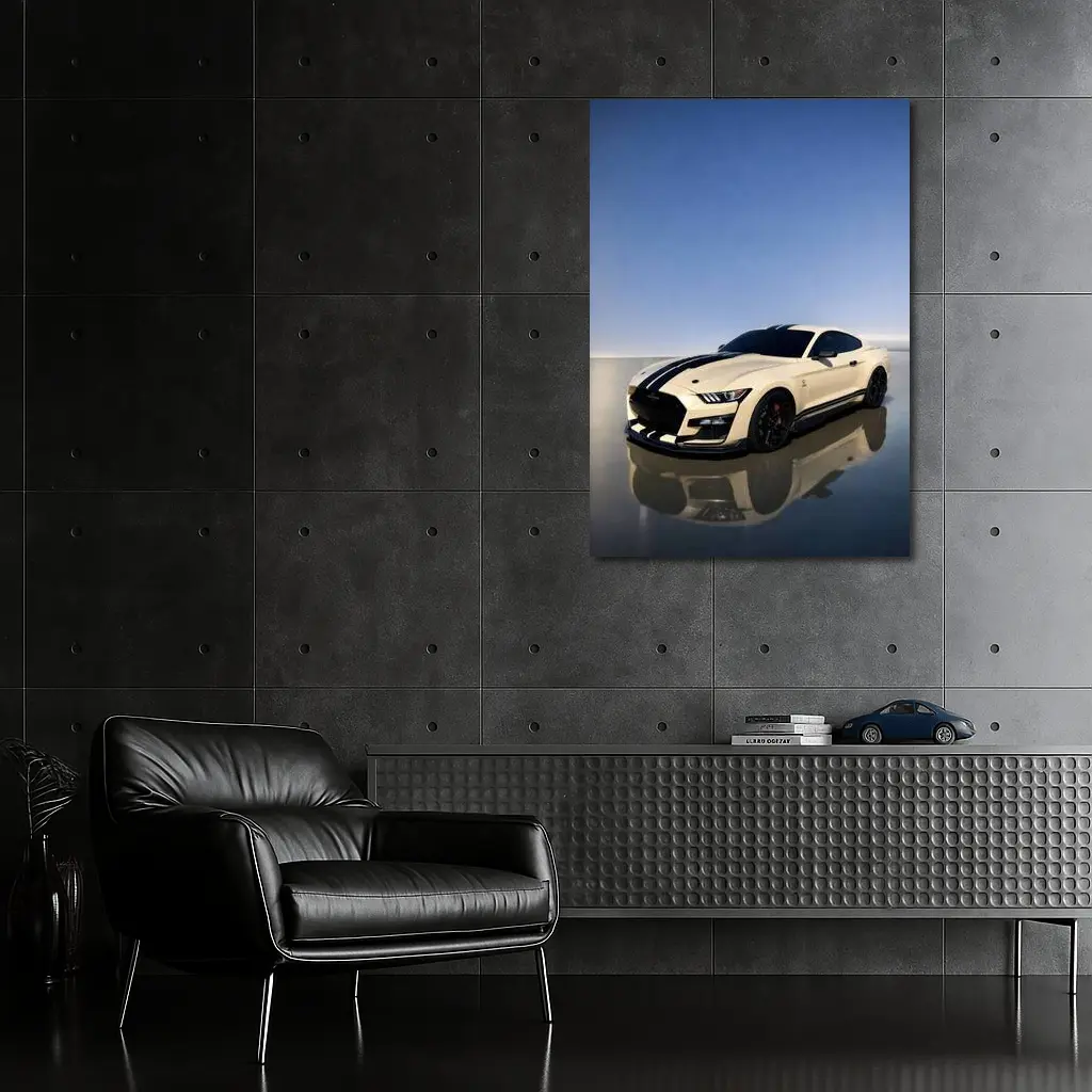 Ford Mustang Shelby GT500 White Racing Stripes – Wall Art