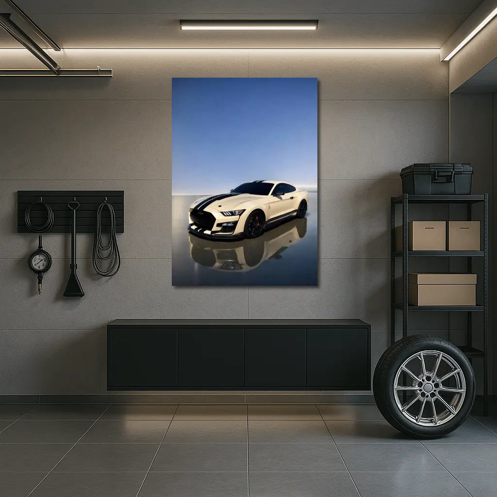Ford Mustang Shelby GT500 White Racing Stripes – Wall Art