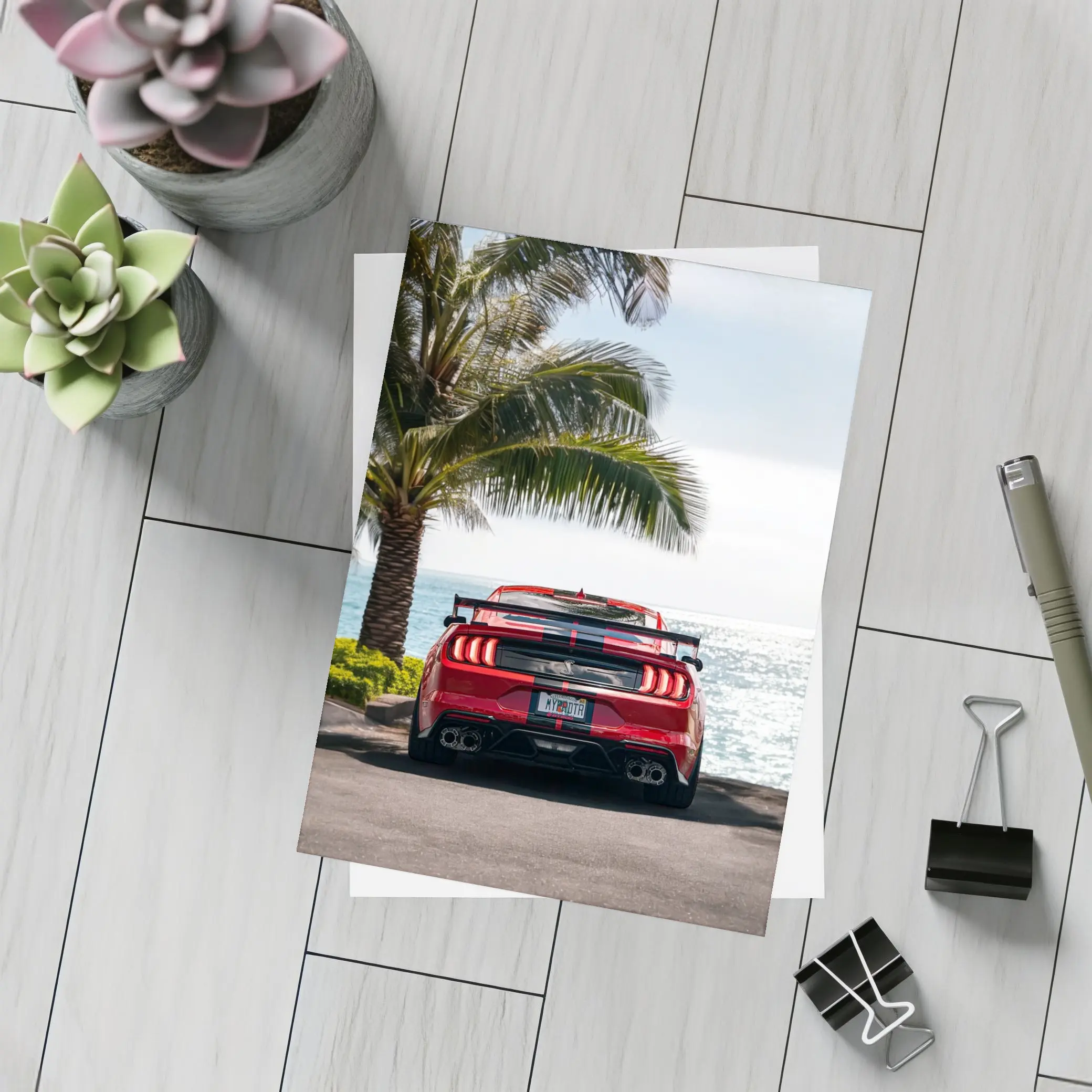 Ford Mustang Shelby GT500 Red Ocean View – Postcards
