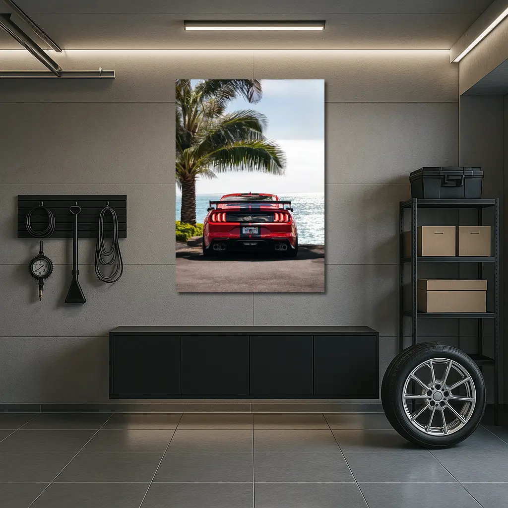 Ford Mustang Shelby GT500 Red Ocean View – Wall Art