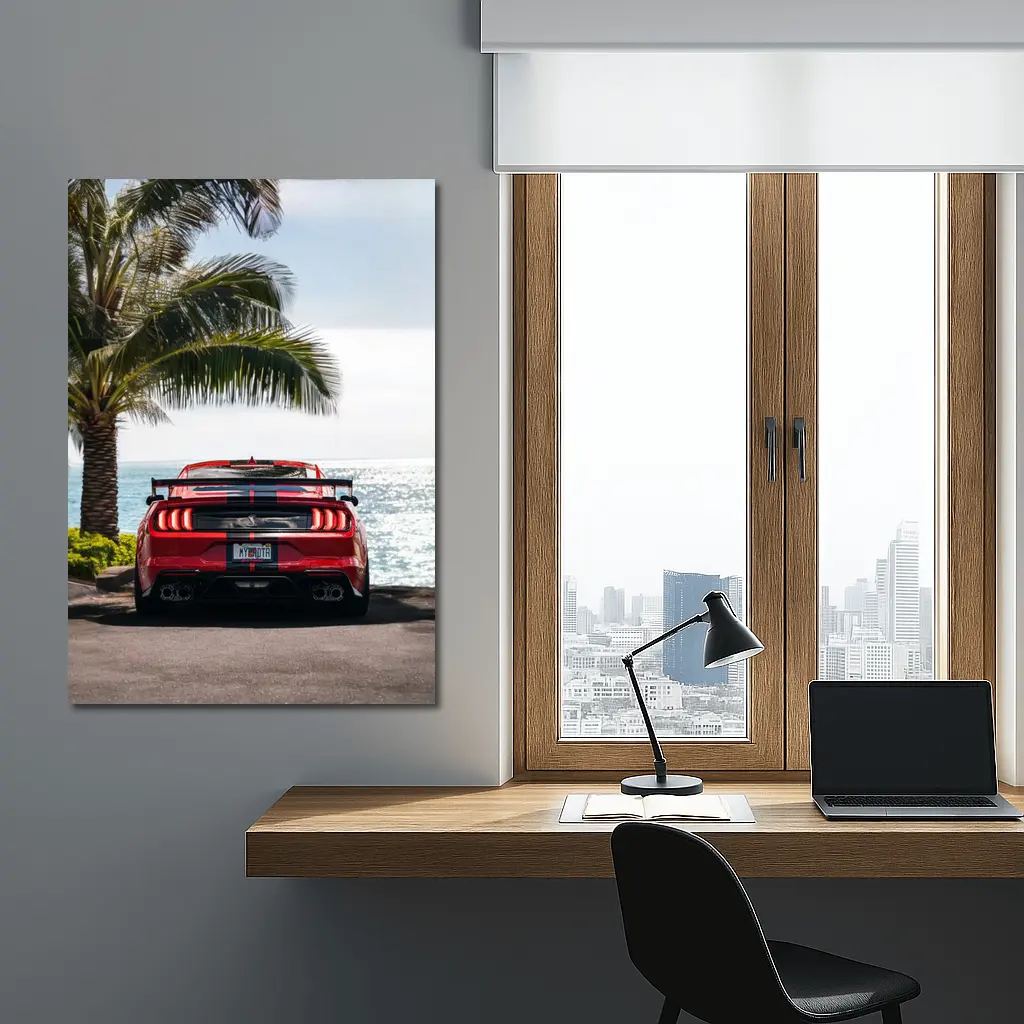 Ford Mustang Shelby GT500 Red Ocean View – Wall Art