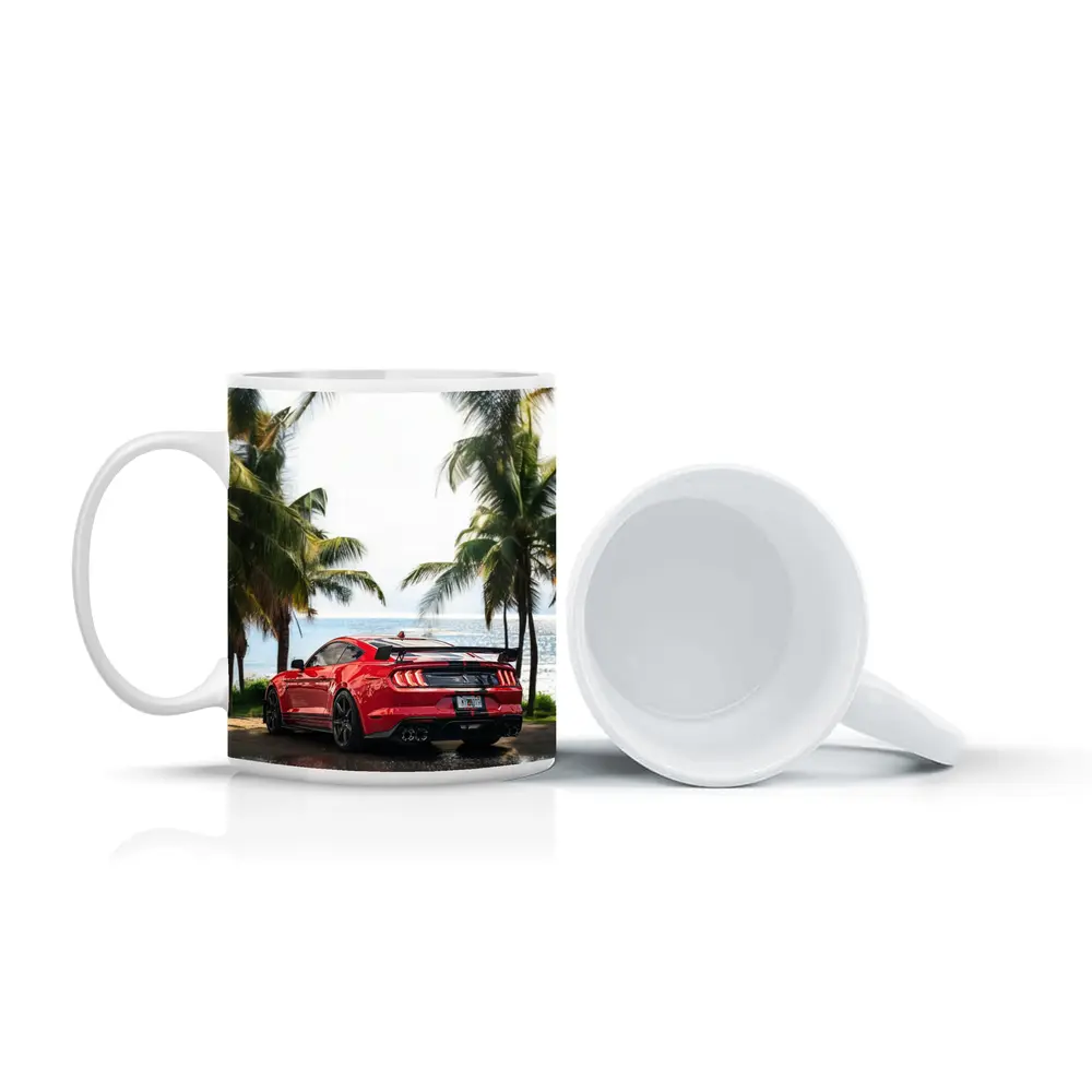 Ford Mustang Shelby GT500 Red Beach Palm Trees – Mugs