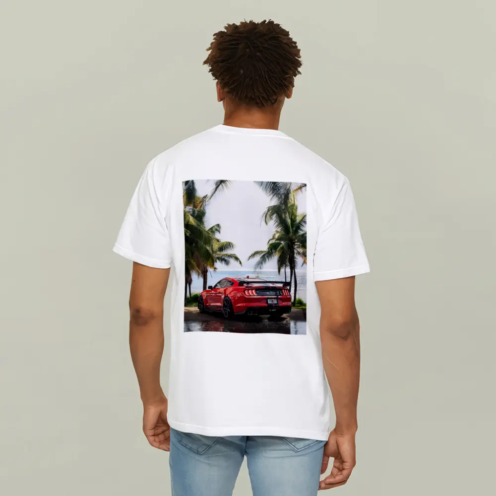 Ford Mustang Shelby GT500 Red Beach Palm Trees – T-Shirts