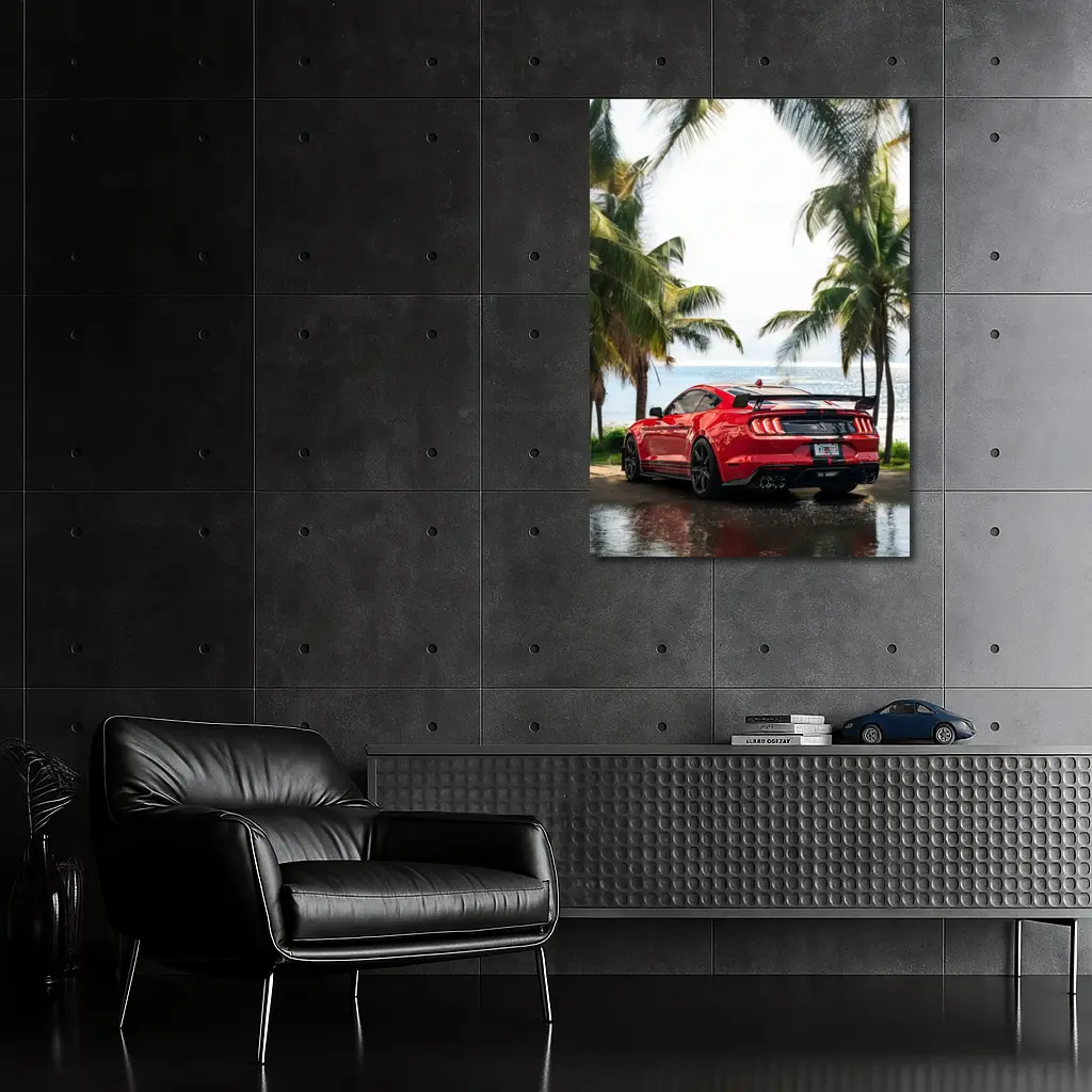 Ford Mustang Shelby GT500 Red Beach Palm Trees – Wall Art