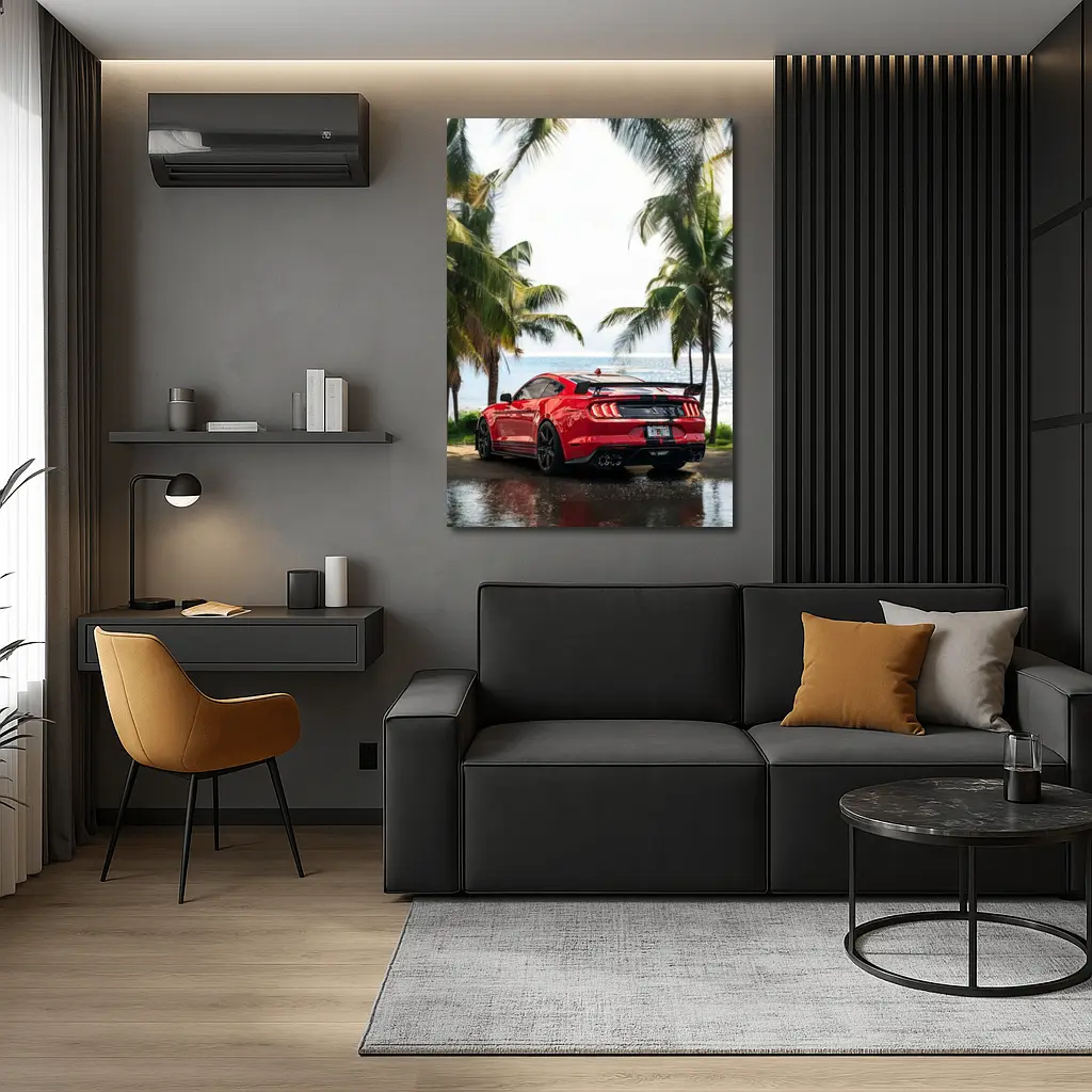Ford Mustang Shelby GT500 Red Beach Palm Trees – Wall Art