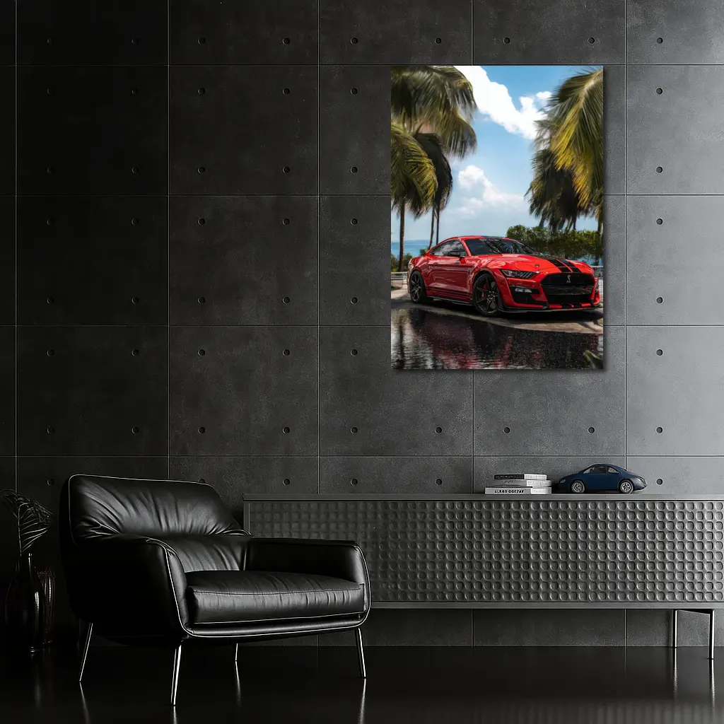 Ford Mustang Shelby GT500 Red Palm Trees – Wall Art