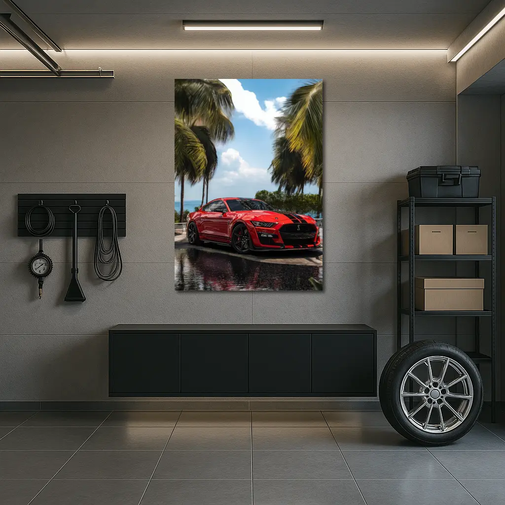 Ford Mustang Shelby GT500 Red Palm Trees – Wall Art