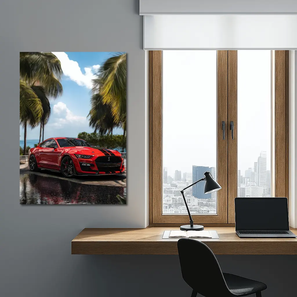 Ford Mustang Shelby GT500 Red Palm Trees – Wall Art