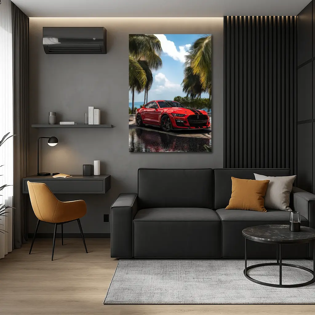 Ford Mustang Shelby GT500 Red Palm Trees – Wall Art