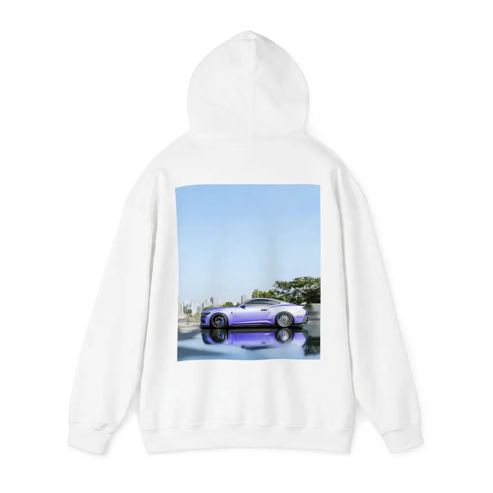 Purple Ford Mustang City Skyline Background – Hoodies
