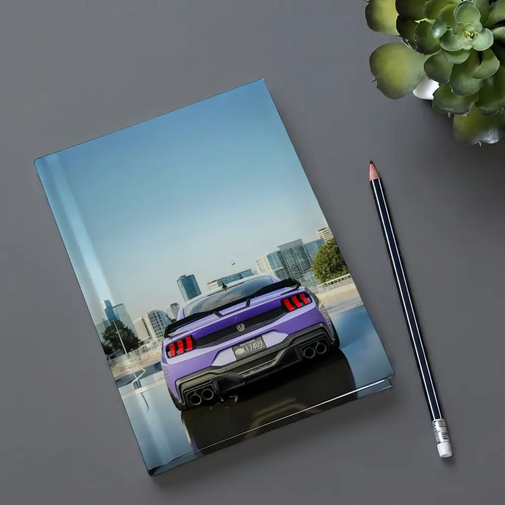 Purple Ford Mustang Rear City Skyline – Notebooks