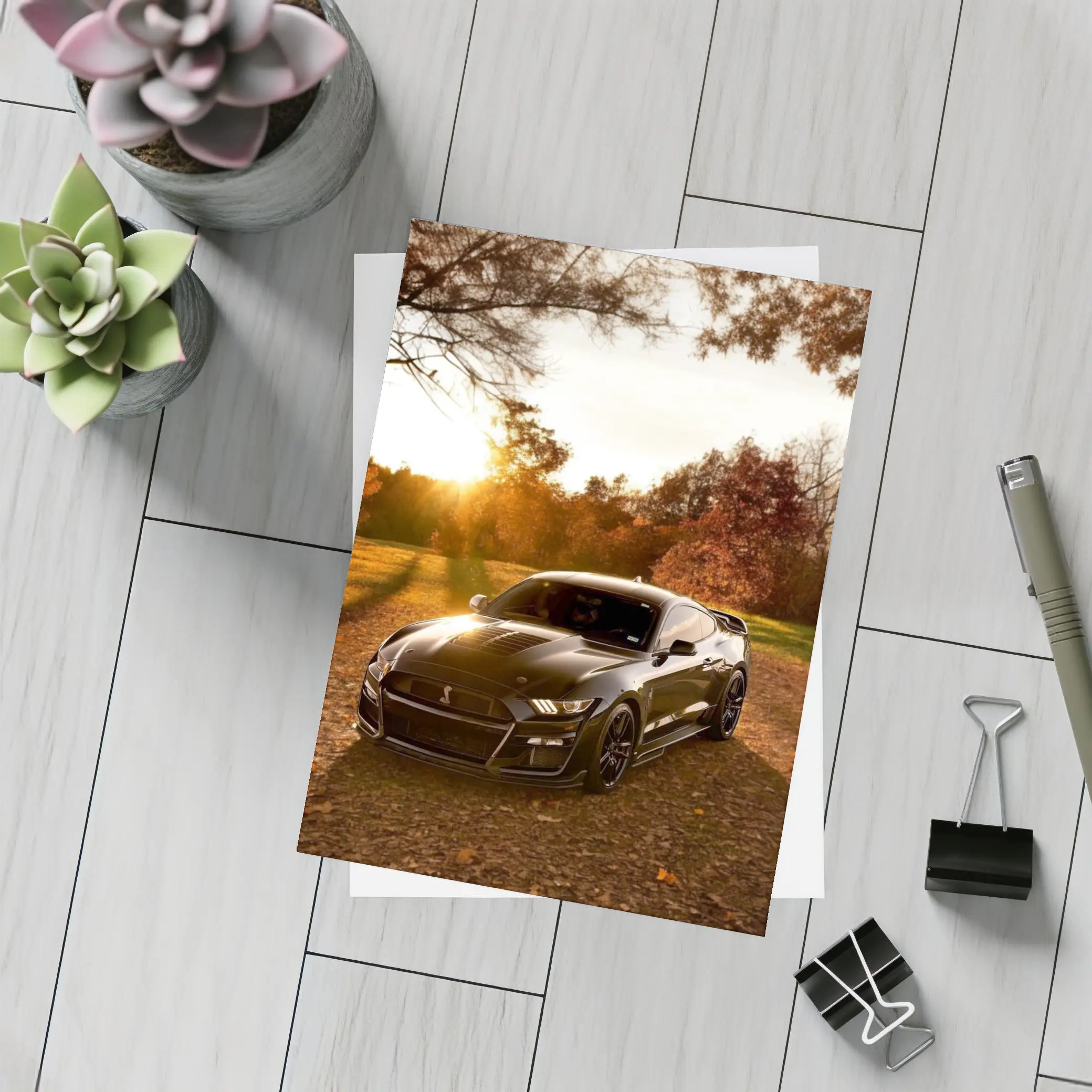 Ford Mustang Shelby GT500 Autumn Sunset – Postcards