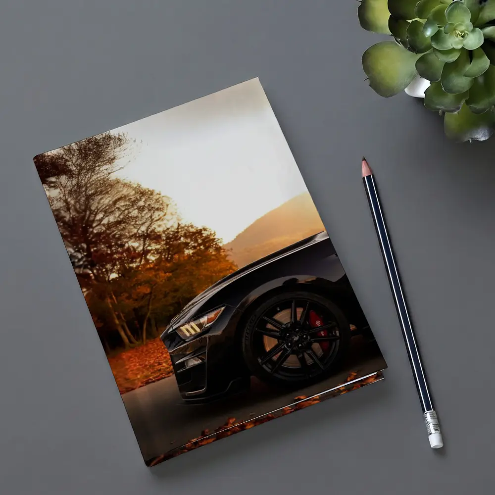 Black Ford Mustang Autumn Sunset Mountain – Notebooks
