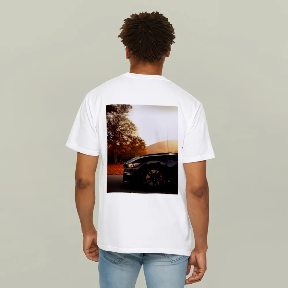Black Ford Mustang Autumn Sunset Mountain – T-Shirts