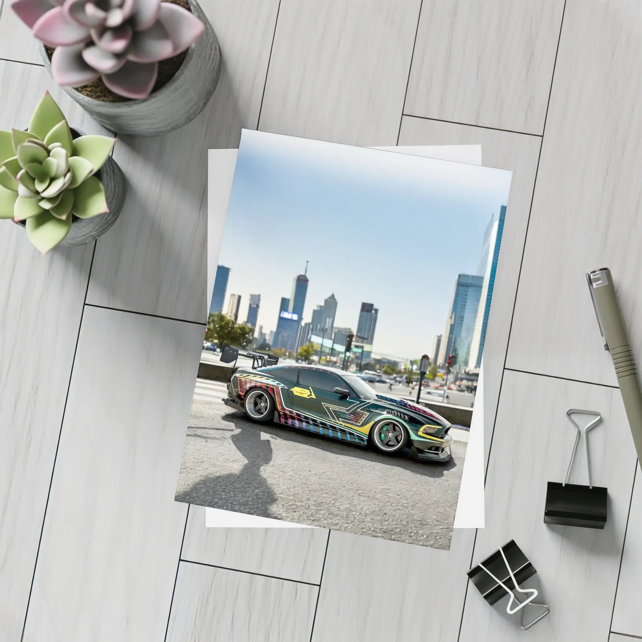 Ford Mustang Custom Wrap City Skyline – Postcards