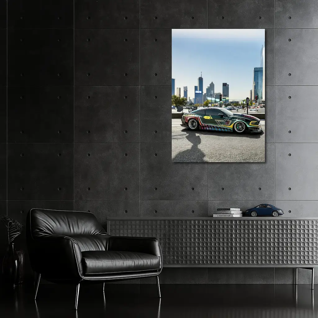 Ford Mustang Custom Wrap City Skyline – Wall Art