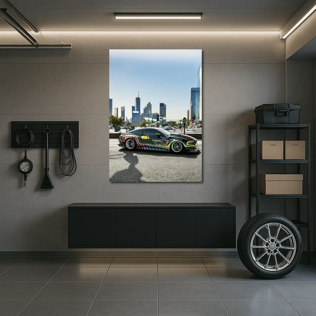 Ford Mustang Custom Wrap City Skyline – Wall Art